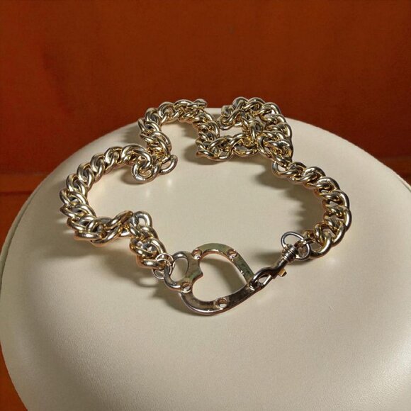 Belt Gold Tone Heavy Metal Cuban Chain with Heart Latch Waist Jewelry 36-38 main image 4